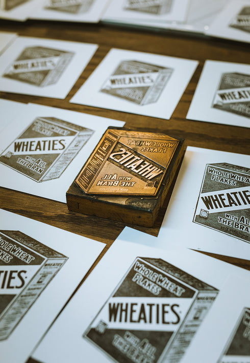 "Breakfast of Champions" Block Print - Vintage Woodblock